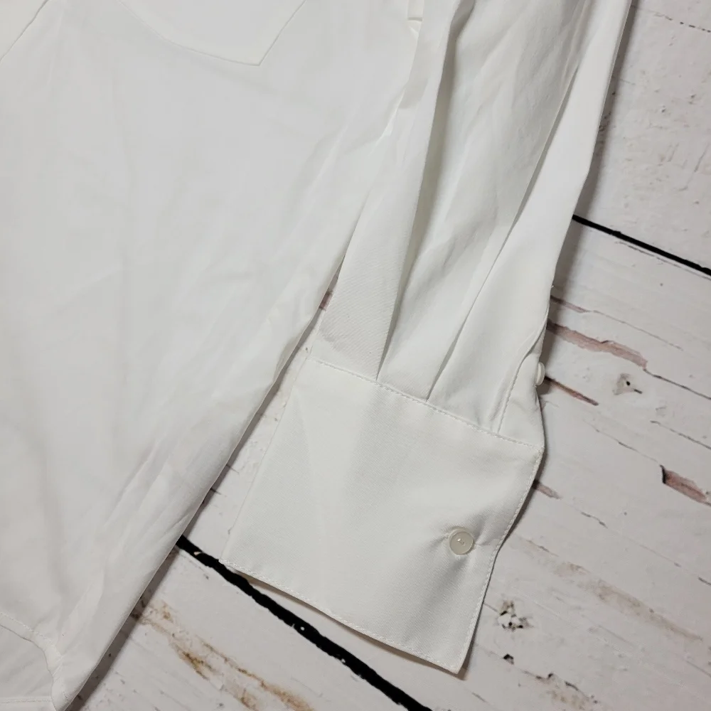 Philosophy White Oversized Button-Down Shirt Hi-Lo Hem Boxy Fit Classic Size XS - Picture 10 of 11